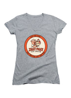 Gray Ziggy Piggy Eat the Pig Juniors V-Neck T-Shirt