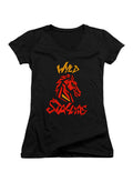 Black Wyld Stallyns Horse Logo Juniors V-Neck T-Shirt
