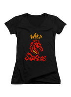 Black Wyld Stallyns Horse Logo Juniors V-Neck T-Shirt