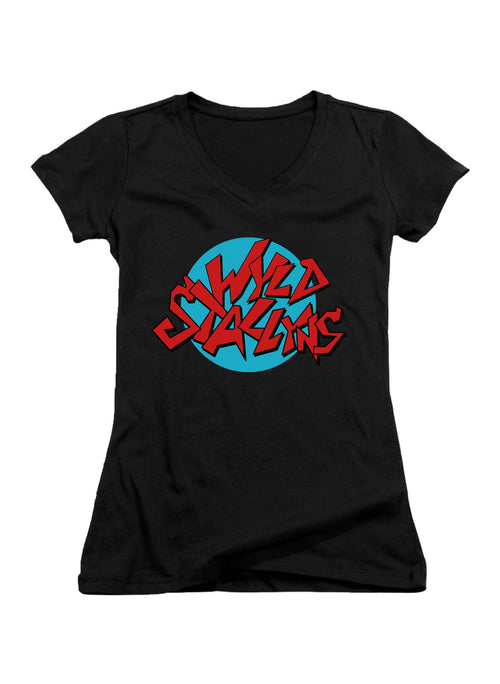 Black Wyld Stallyns Logo Juniors V-Neck T-Shirt