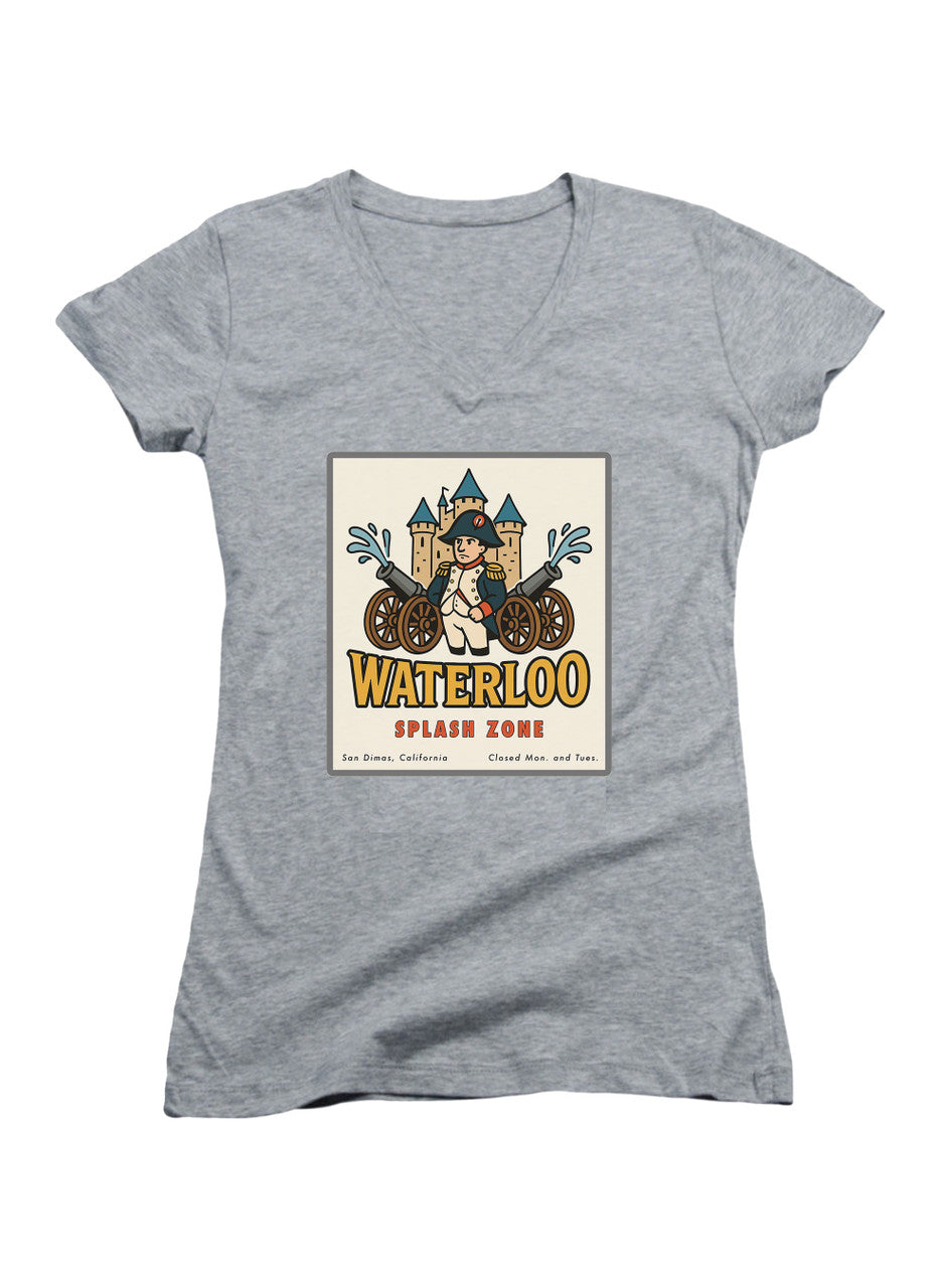 Gray Waterloo Splash Zone Juniors V-Neck T-Shirt