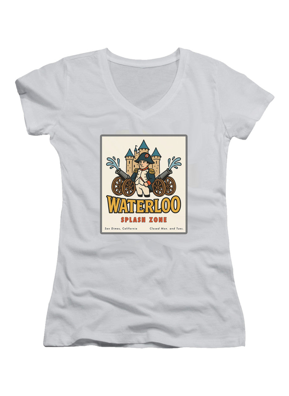 White Waterloo Splash Zone Juniors V-Neck T-Shirt