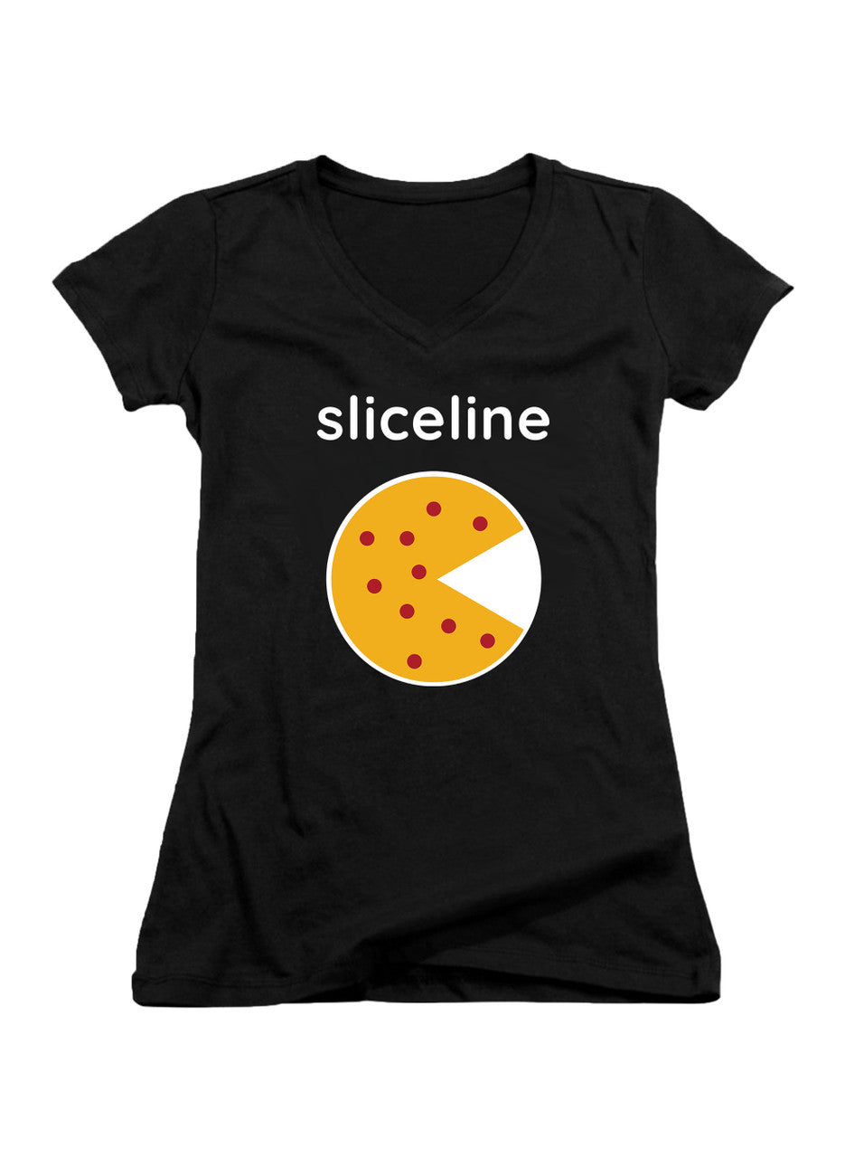 Black Sliceline Logo Juniors V-Neck T-Shirt