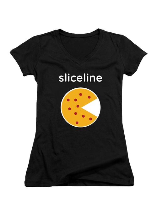 Black Sliceline Logo Juniors V-Neck T-Shirt