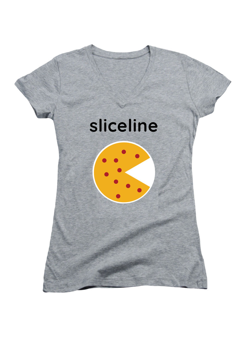 Gray Sliceline Logo Juniors V-Neck T-Shirt