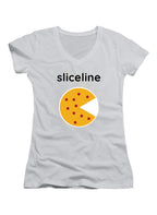 White Sliceline Logo Juniors V-Neck T-Shirt