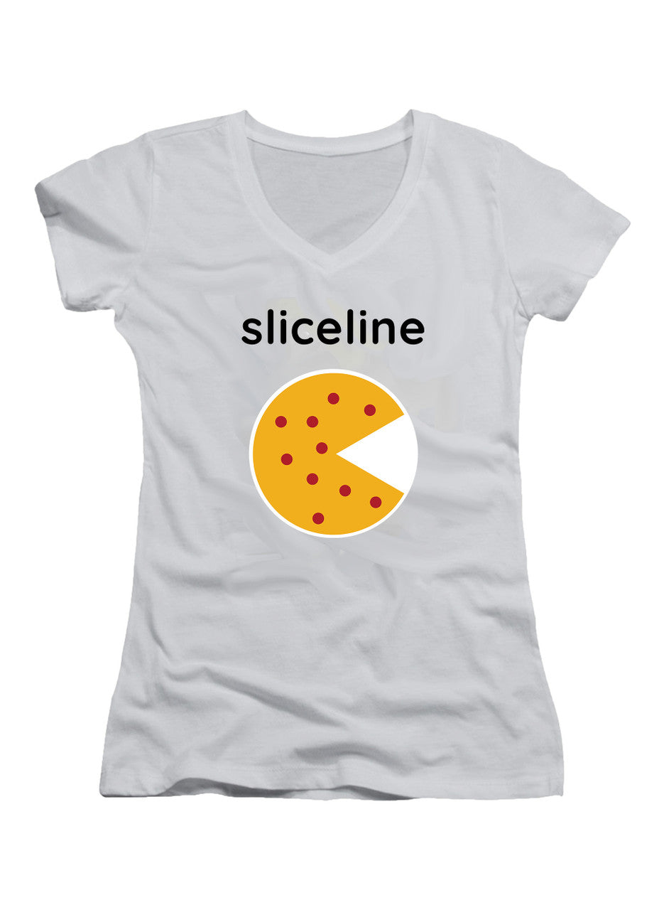 White Sliceline Logo Juniors V-Neck T-Shirt