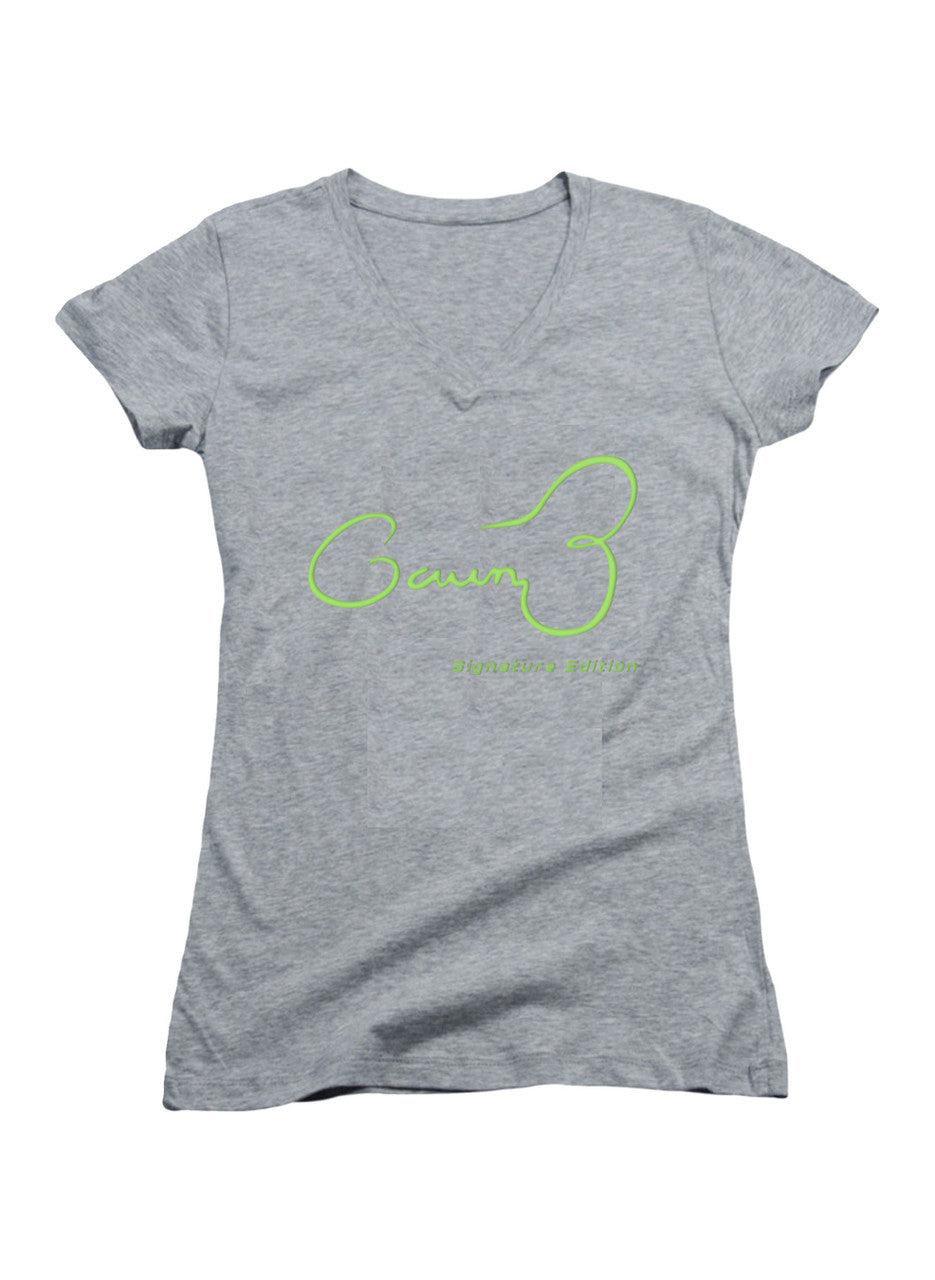Gray Gavin Belson Signature Edition Juniors V-Neck T-Shirt