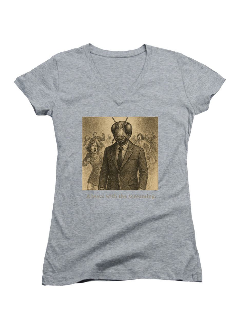 Gray Always with the screaming Juniors V-Neck T-Shirt