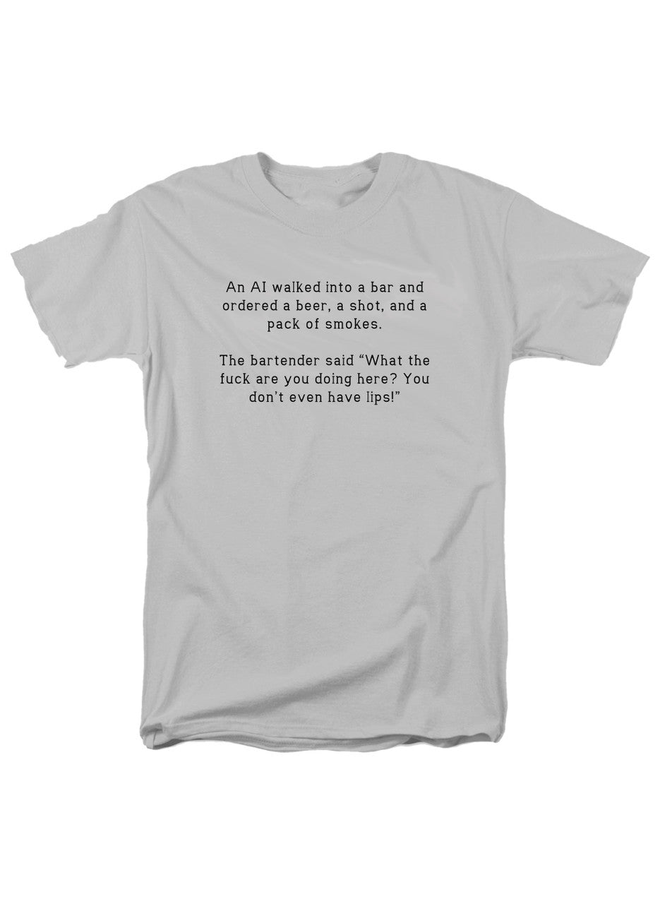 White An AI walked into a bar and ordered a beer, a shot, and a pack T-Shirt
