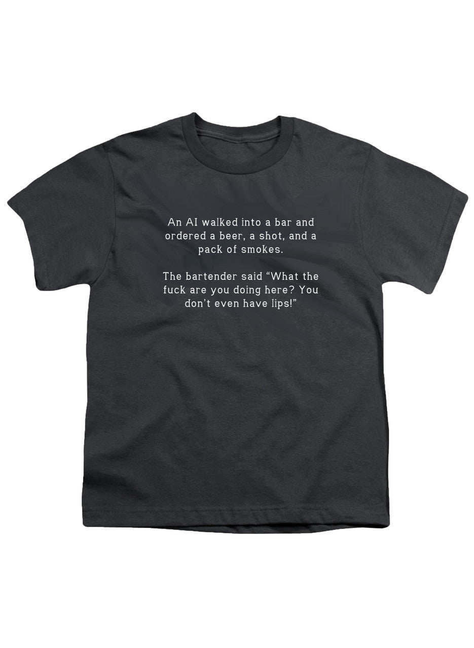 Charcoal An AI walked into a bar and ordered a beer, a shot, and a pack Youth/Toddler T-Shirt