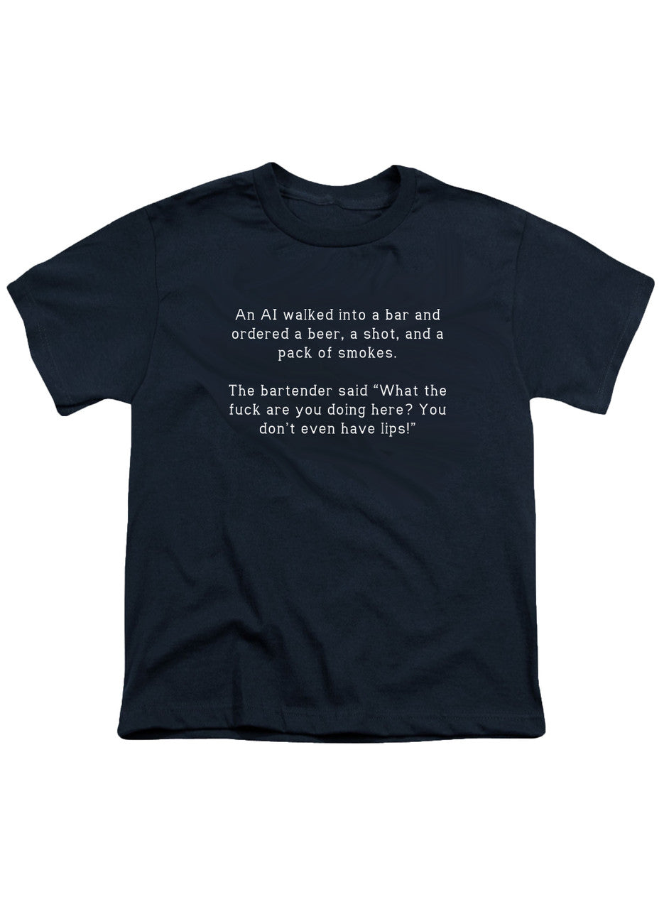 Navy An AI walked into a bar and ordered a beer, a shot, and a pack Youth/Toddler T-Shirt