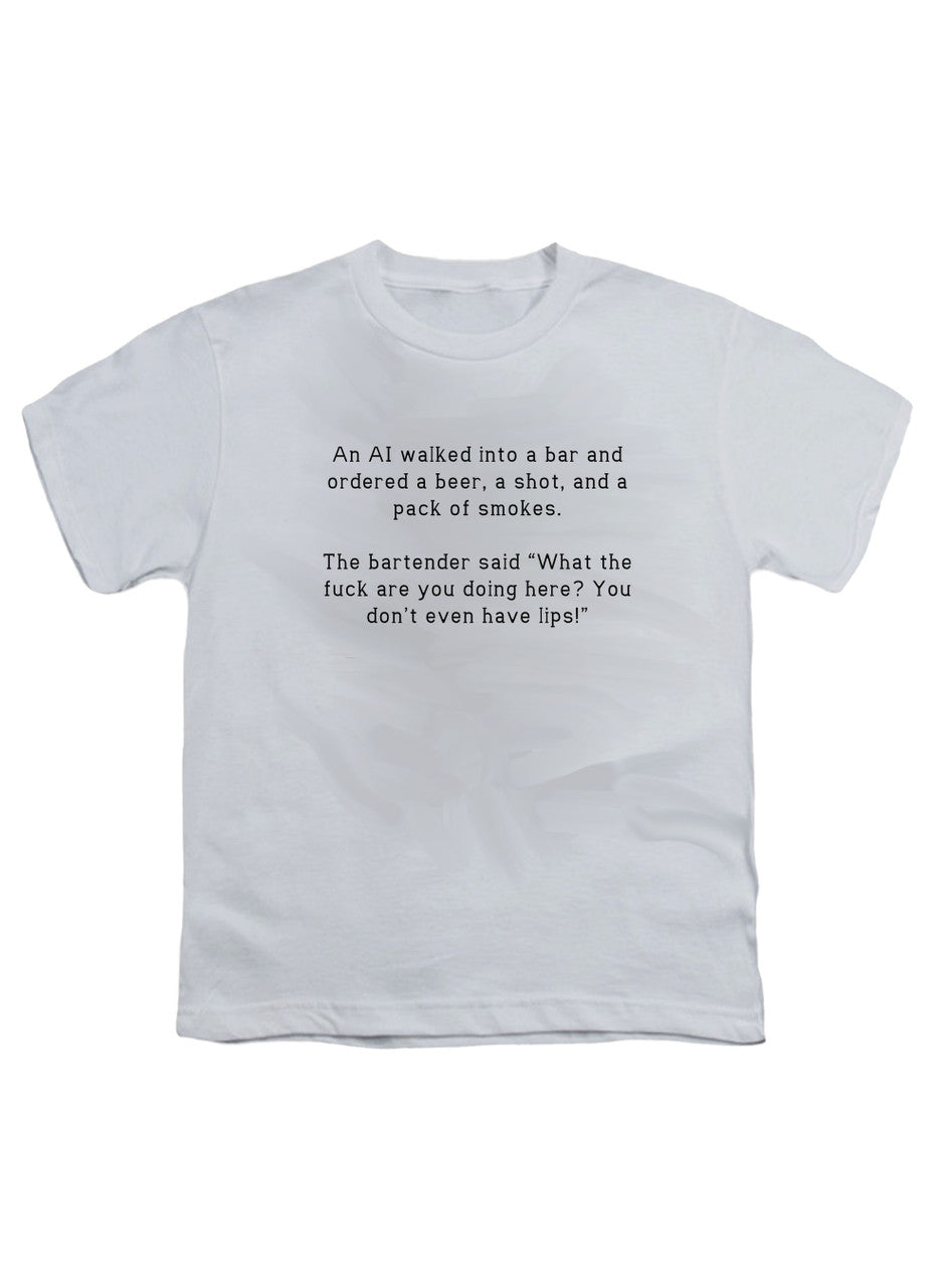 White An AI walked into a bar and ordered a beer, a shot, and a pack Youth/Toddler T-Shirt