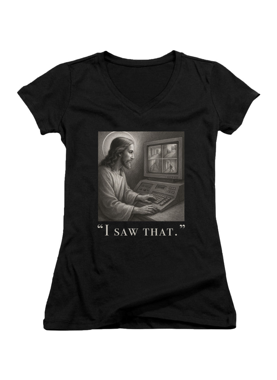 Black I saw that Juniors V-Neck T-Shirt