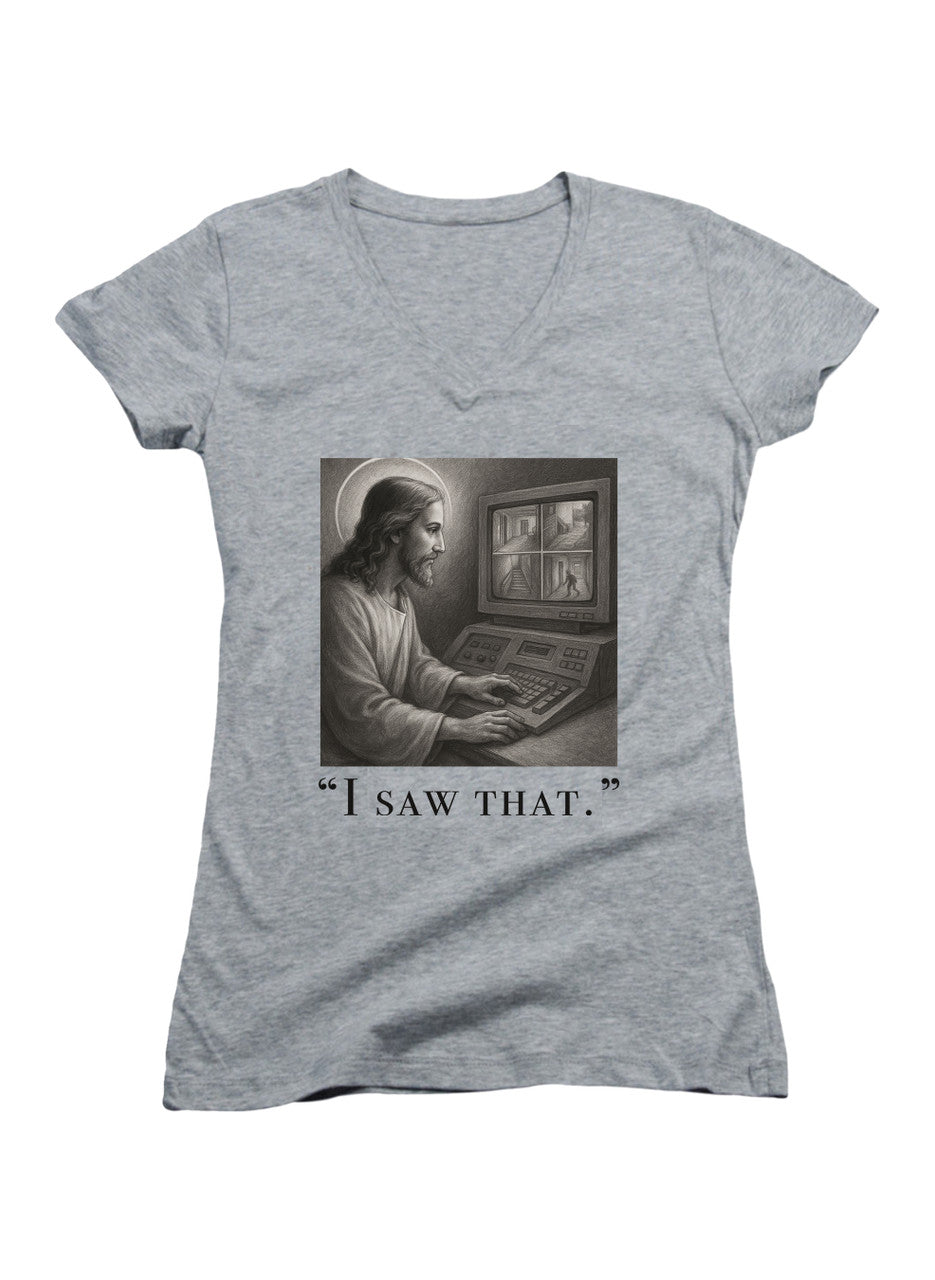 Gray I saw that Juniors V-Neck T-Shirt