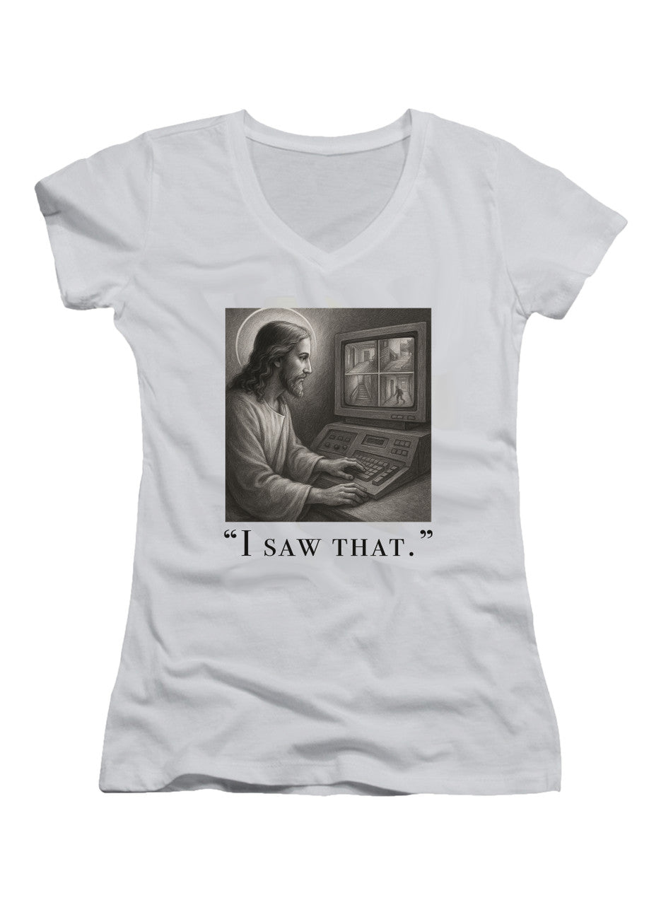 White I saw that Juniors V-Neck T-Shirt