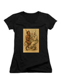 Black Dancing Devil Clown Juniors V-Neck T-Shirt