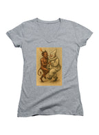 Gray Dancing Devil Clown Juniors V-Neck T-Shirt
