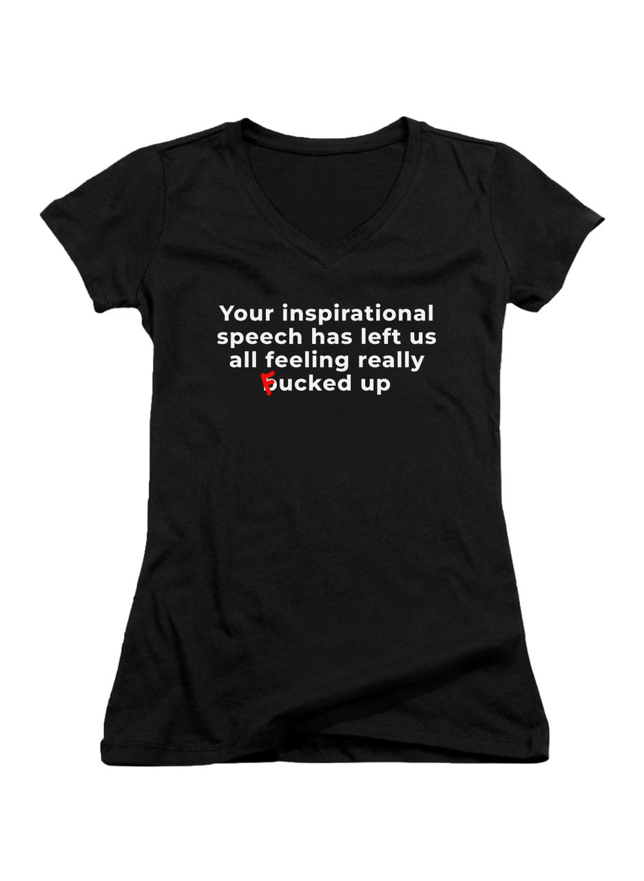 Black Your inspirational speech Juniors V-Neck T-Shirt