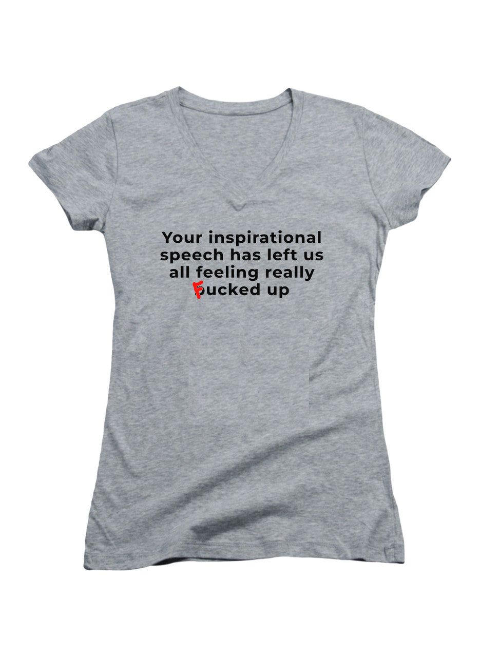 Gray Your inspirational speech Juniors V-Neck T-Shirt