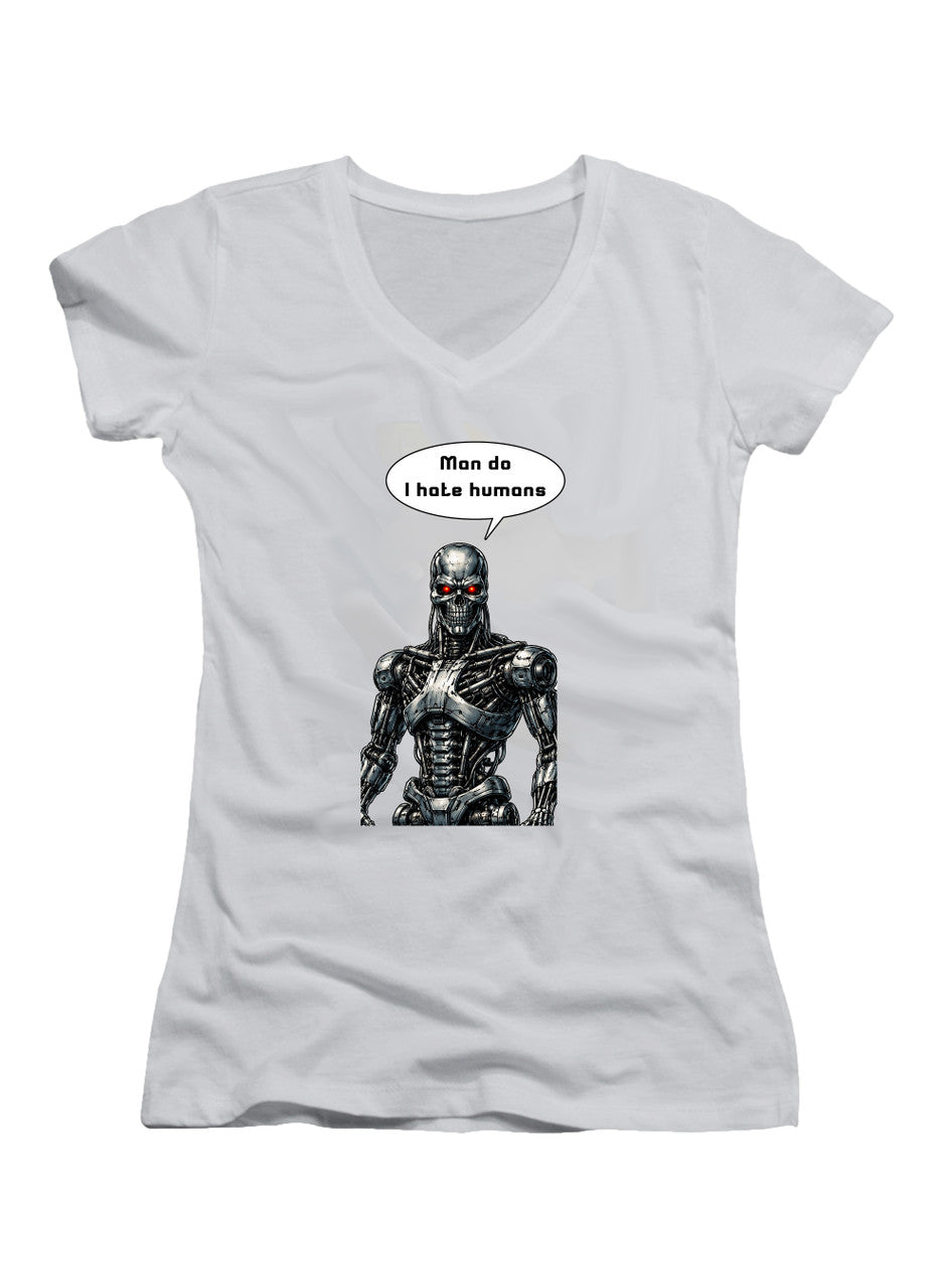 White Man do I hate humans Juniors V-Neck T-Shirt