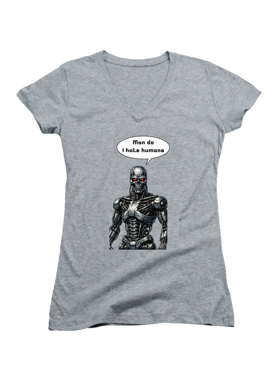 Gray Man do I hate humans Juniors V-Neck T-Shirt