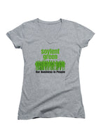 Gray Our Business is People Juniors V-Neck T-Shirt