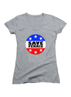 Gray Save Ferris Badge Juniors V-Neck T-Shirt