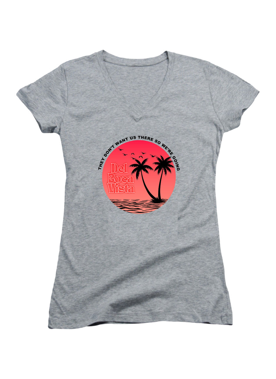 Gray Del Boca Vista Circle Juniors V-Neck T-Shirt