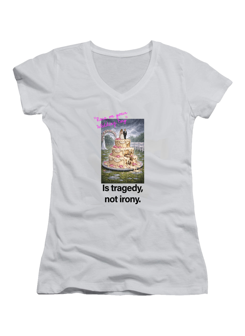 Rain on your wedding day Is tragedy Juniors V-Neck T-Shirt