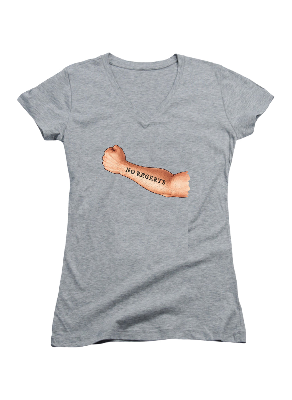 No Regerts Tattoo Juniors V-Neck T-Shirt