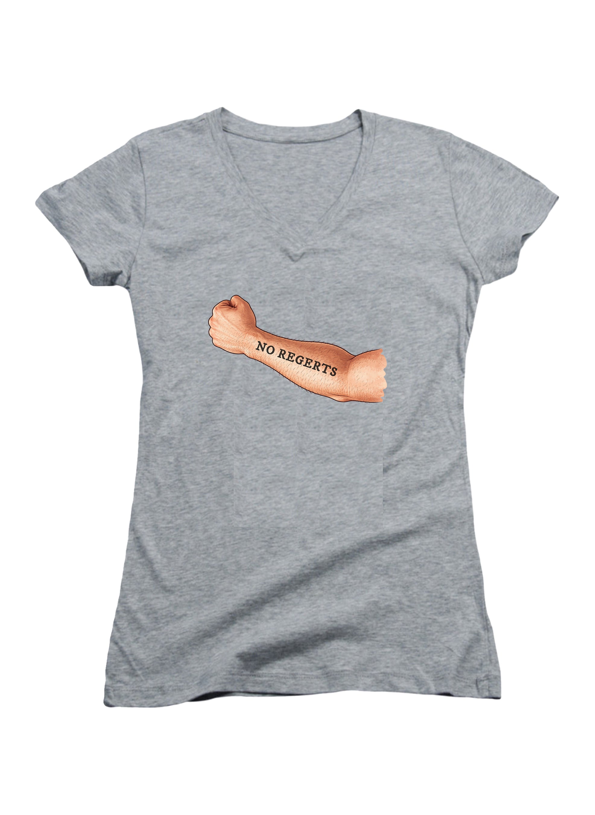 No Regerts Tattoo Juniors V-Neck T-Shirt