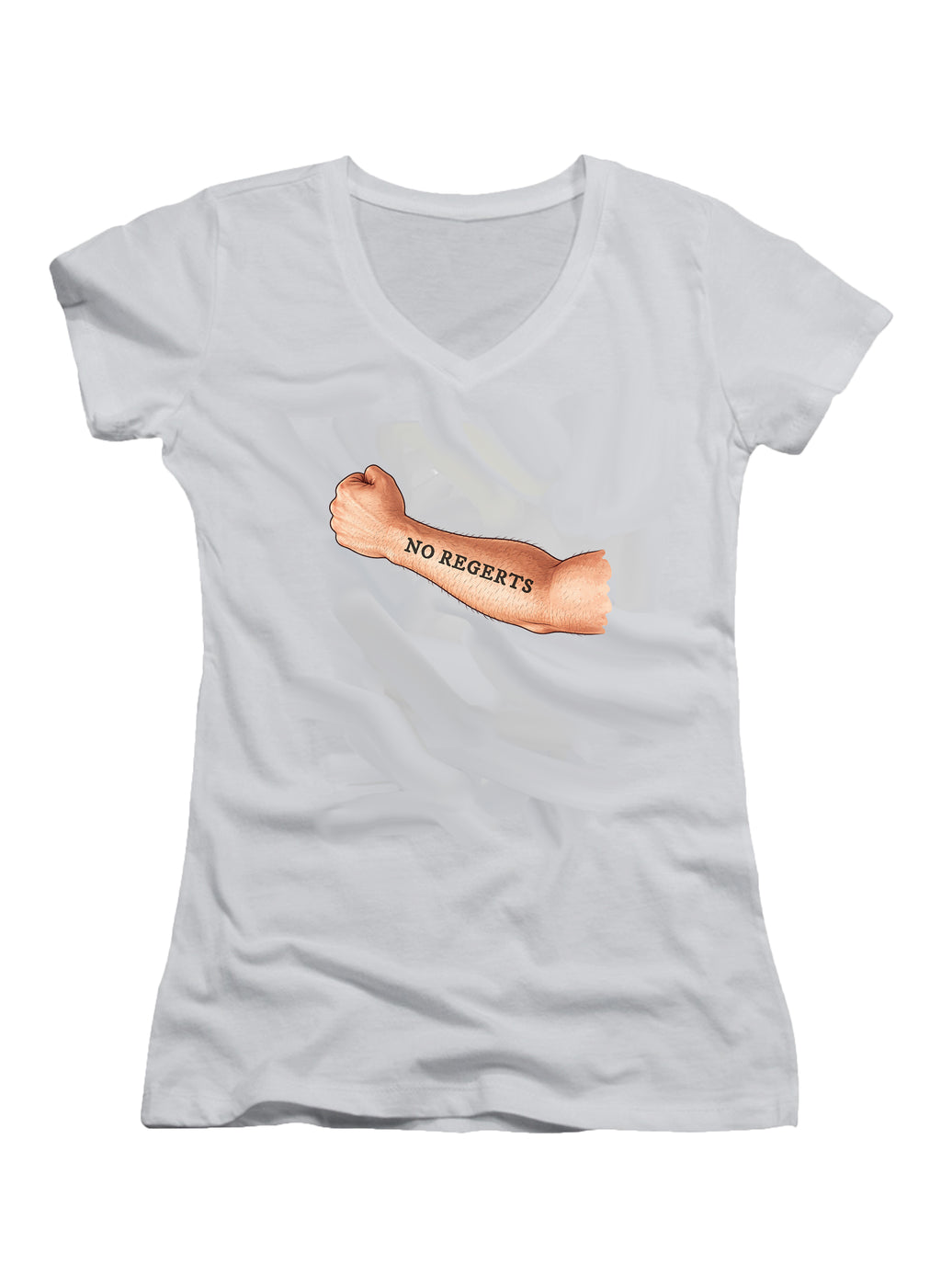 No Regerts Tattoo Juniors V-Neck T-Shirt