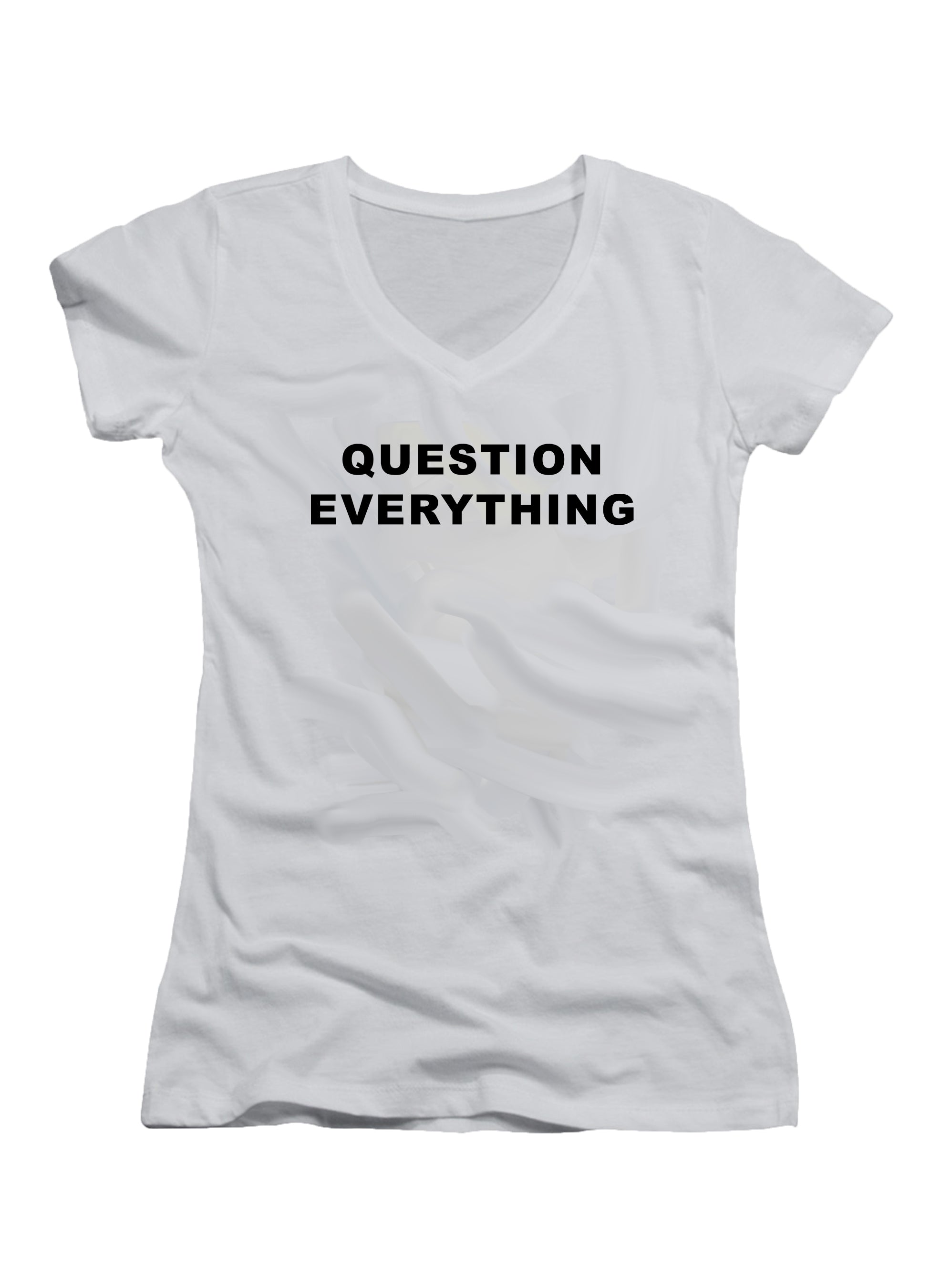 Question Everything Juniors V-Neck T-Shirt