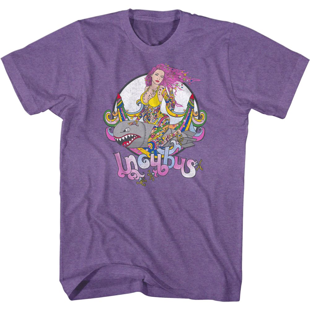 Purple heather Incubus t-shirt featuring Incubus Bomb Girl design