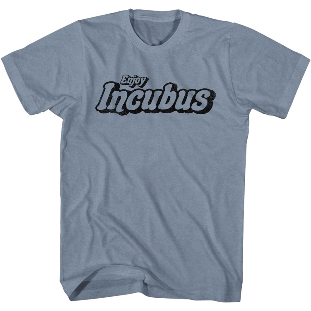 Indigo heather Incubus t-shirt featuring Incubus Enjoy Incubus Logo design