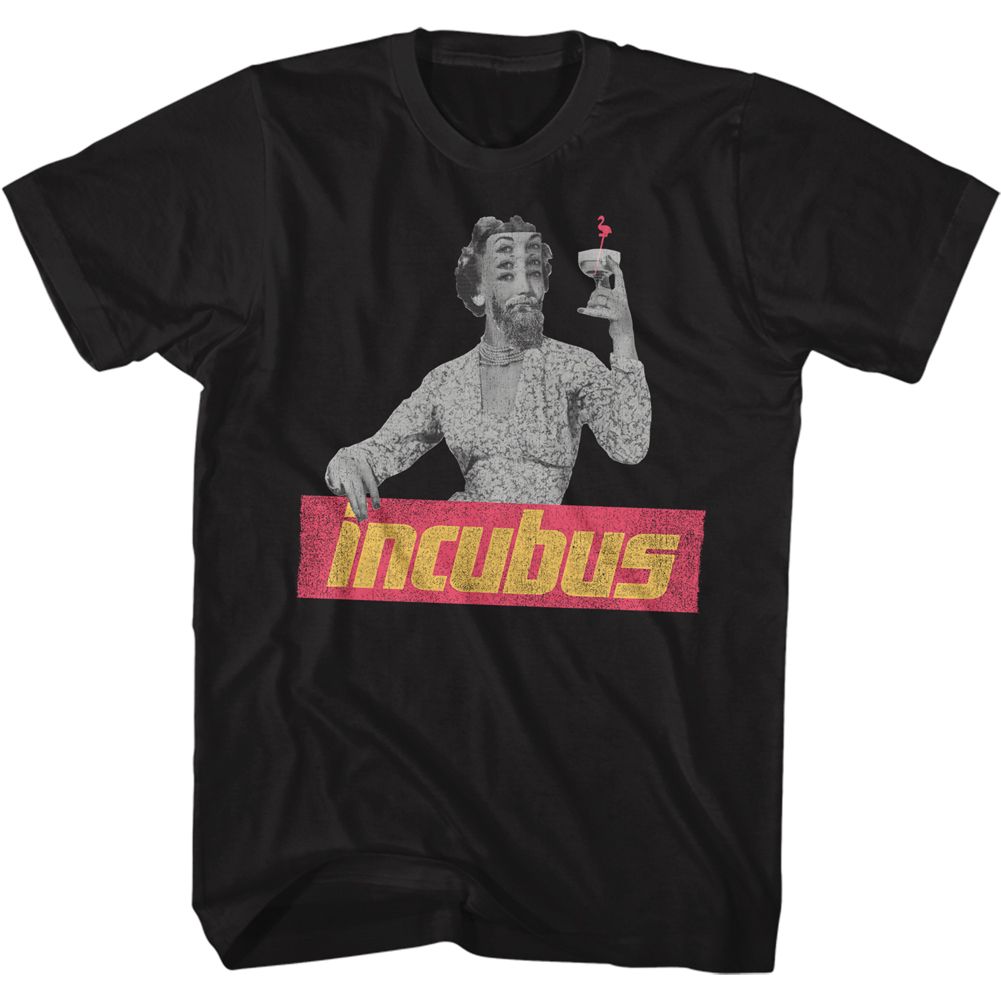 Black Incubus t-shirt featuring Incubus Logo Cocktail design