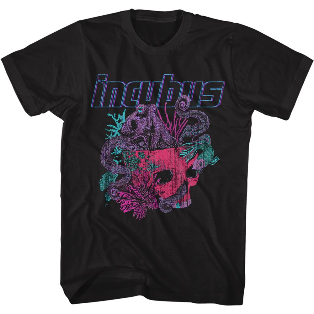 Black Incubus t-shirt featuring Incubus Logo and Octopus Skull design