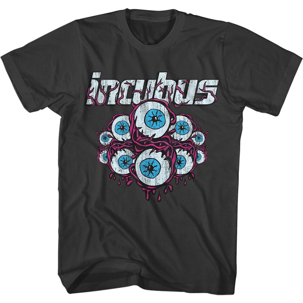 Smoke gray Incubus t-shirt featuring Incubus Logo and Eyeballs design