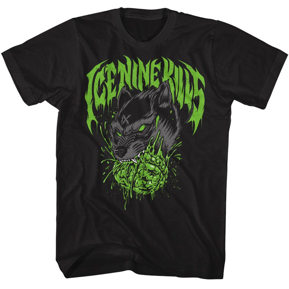Black Ice Nine Kills t-shirt featuring Ice Nine Kills Brain Wolf design