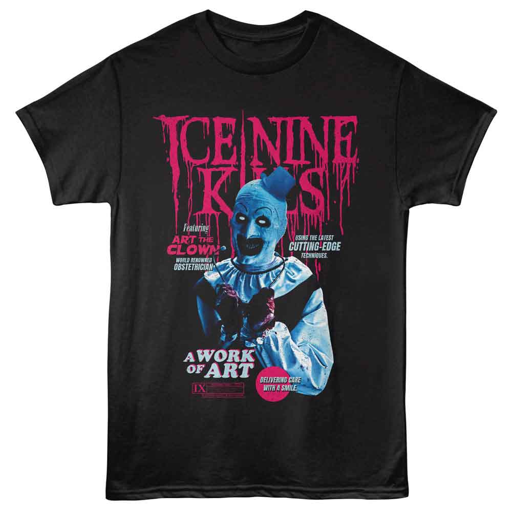Black Ice Nine Kills t-shirt featuring Ice Nine Kills x Terrifier Cutting Edge design