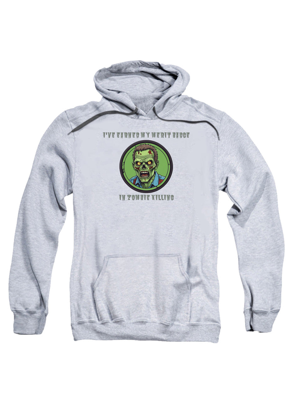 Gray I've Earned My Merit Badge in Zombie Killing Hoodie