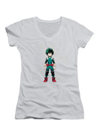 White Izuku Midoriya Juniors V-Neck T-Shirt