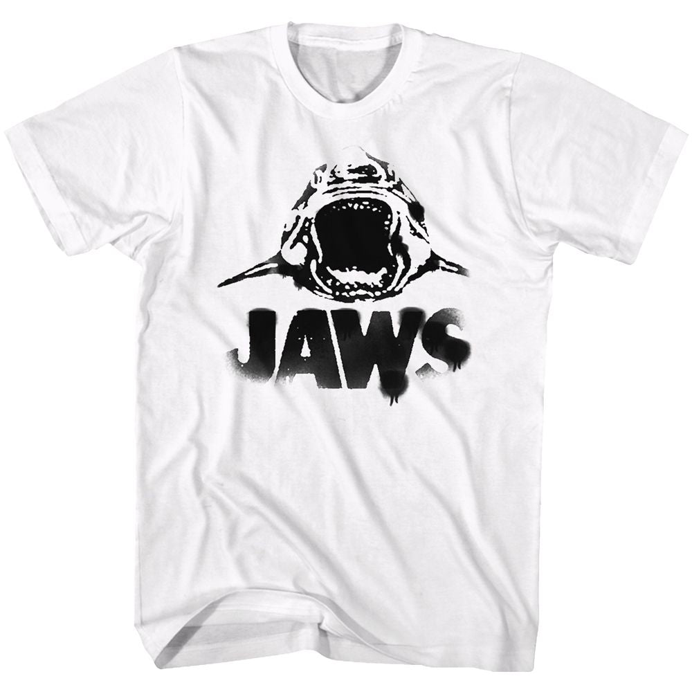White Jaws t-shirt featuring Jaws Black Logo design