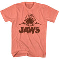 Retro coral heather Jaws t-shirt featuring Jaws Neon Jaws design
