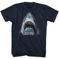 Navy Jaws t-shirt featuring Jaws Head Logo design
