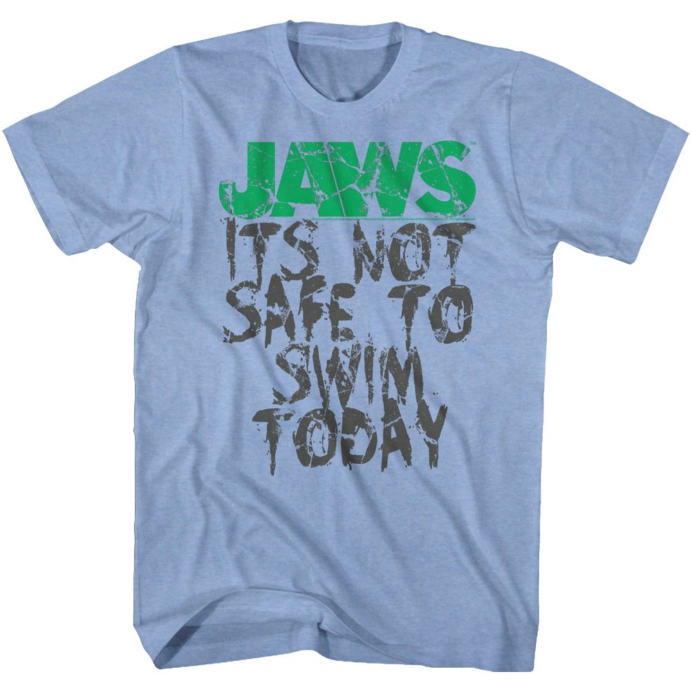 Light blue heather Jaws t-shirt featuring Jaws Not Safe design