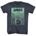 Navy heather Jaws t-shirt featuring Jaws Green Jaws design
