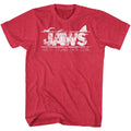 Red heather Jaws t-shirt featuring Jaws Amity Island Swim Club design