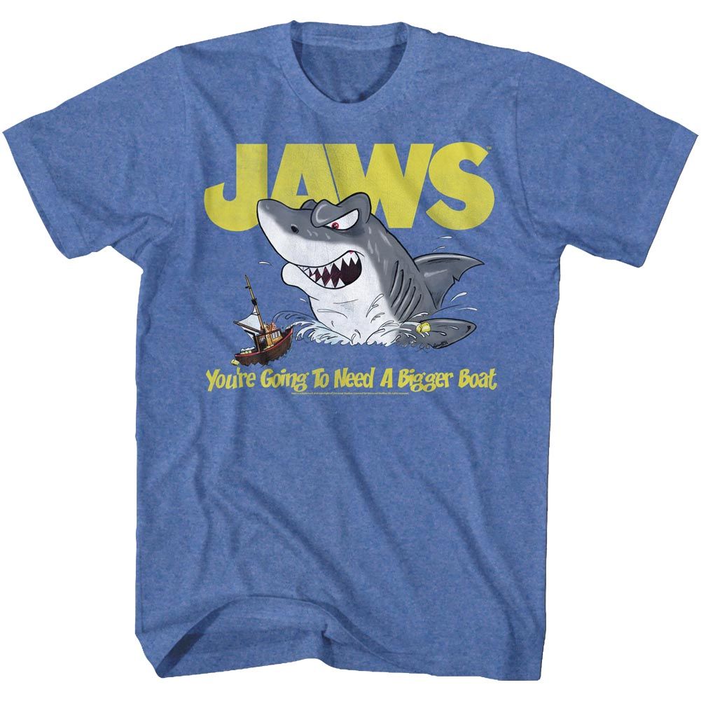 Royal heather Jaws t-shirt featuring Jaws Cartoon Jaws design